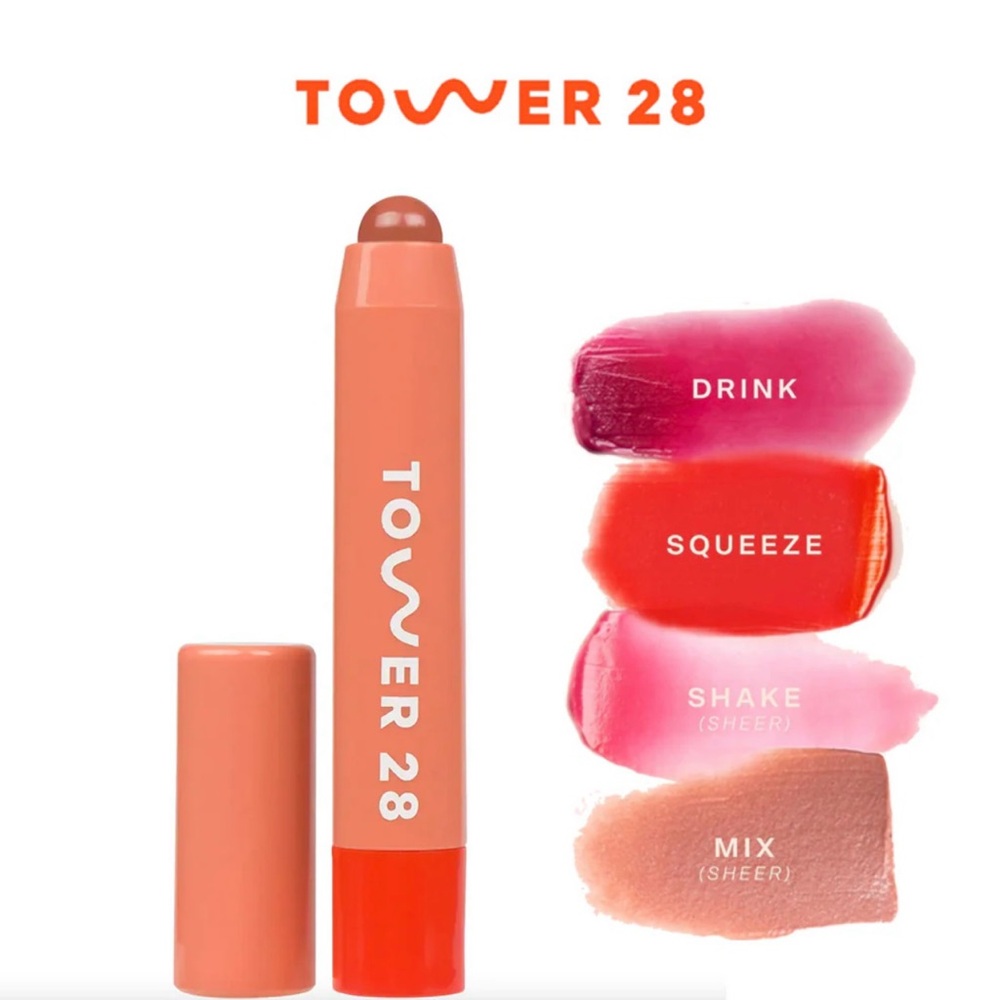 Tower 28 JuiceBalm in Mix. Tinted vegan lip balm (juicy sheer nude color) NIB